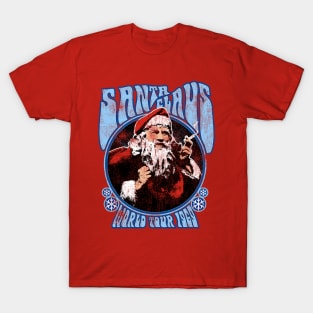 Smoking Santa Claus World Tour 1969 Vintage Woodstock Christmas Concert T-Shirt